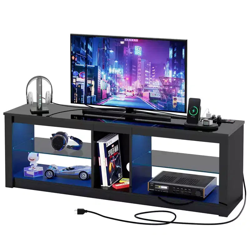 Bestier 55 inch LED TV Stand Modern Media Console with Power Outlet & Storage, Gaming Entertainment Center for Bedroom and Living Room