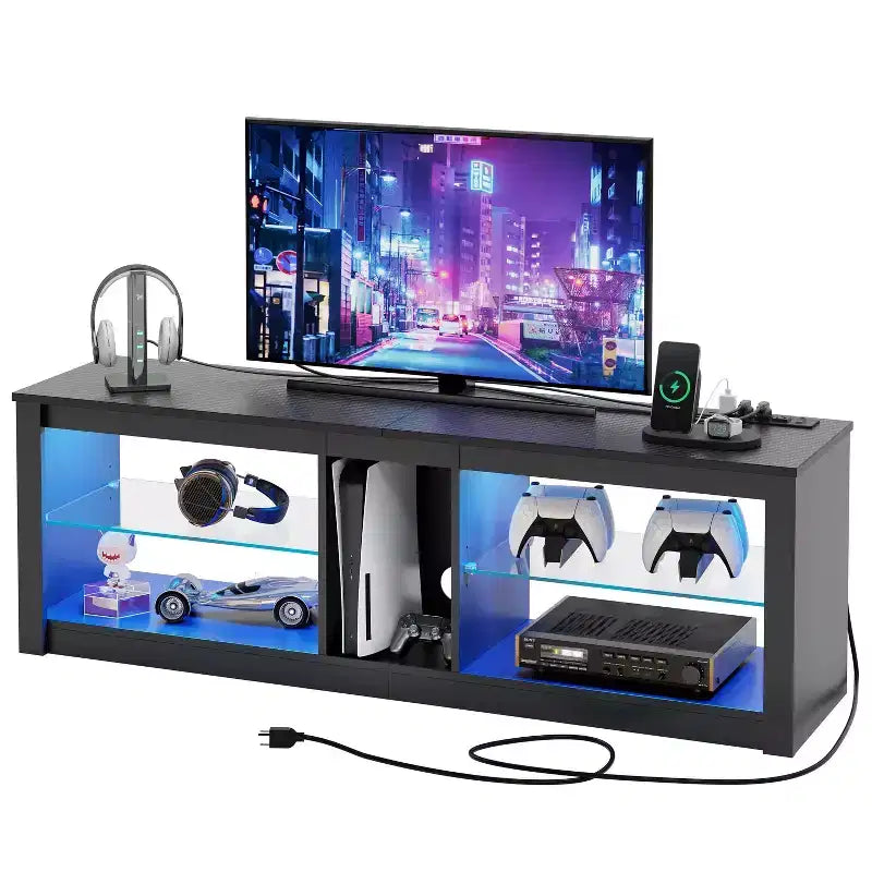 Bestier 55 inch LED TV Stand Modern Media Console with Power Outlet & Storage, Gaming Entertainment Center for Bedroom and Living Room