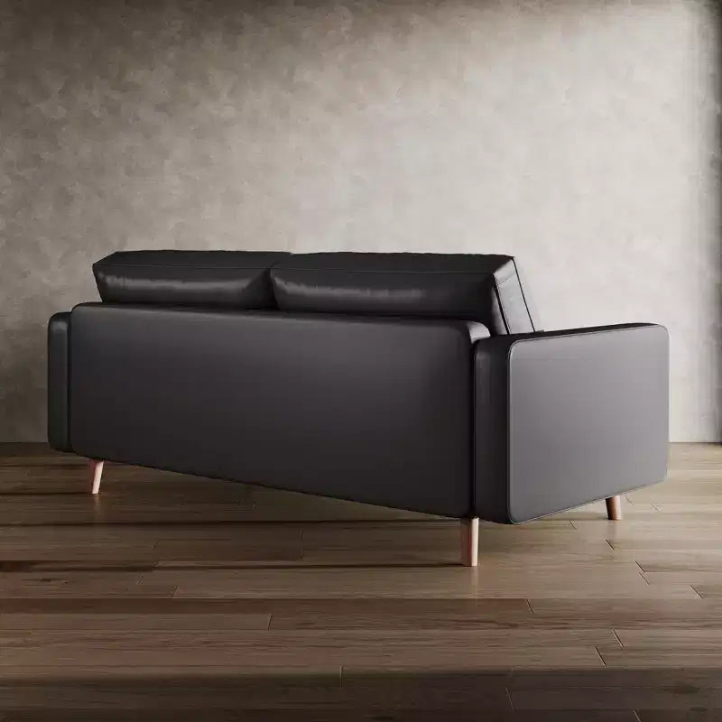 Tree City- 58 Faux Leather Loveseat Sofa, Mid-Century Modern 2-Seater Couch for Small Spaces, Office, Apartment