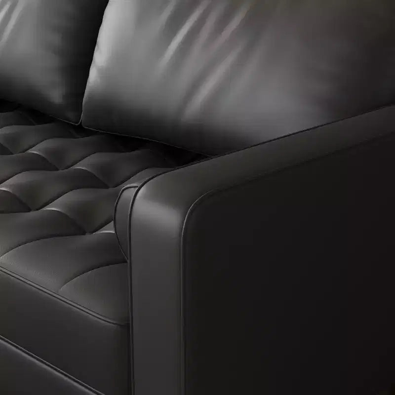 Tree City- 58 Faux Leather Loveseat Sofa, Mid-Century Modern 2-Seater Couch for Small Spaces, Office, Apartment