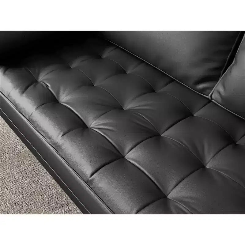 Tree City- 58 Faux Leather Loveseat Sofa, Mid-Century Modern 2-Seater Couch for Small Spaces, Office, Apartment