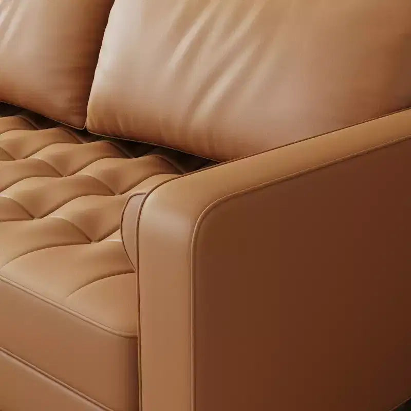 Tree City- 58 Faux Leather Loveseat Sofa, Mid-Century Modern 2-Seater Couch for Small Spaces, Office, Apartment