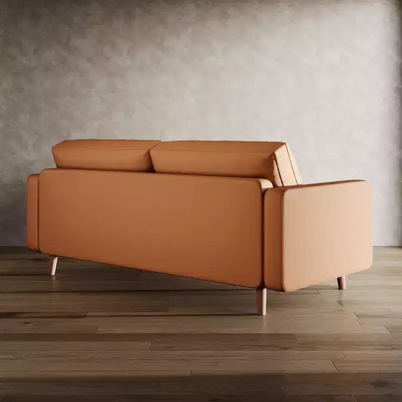 Tree City- 58 Faux Leather Loveseat Sofa, Mid-Century Modern 2-Seater Couch for Small Spaces, Office, Apartment