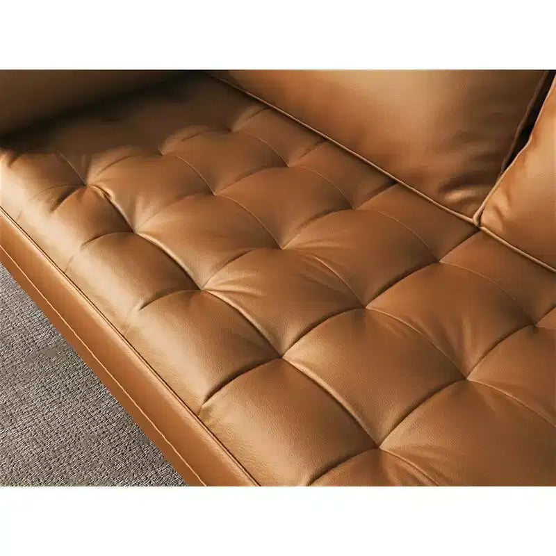 Tree City- 58 Faux Leather Loveseat Sofa, Mid-Century Modern 2-Seater Couch for Small Spaces, Office, Apartment