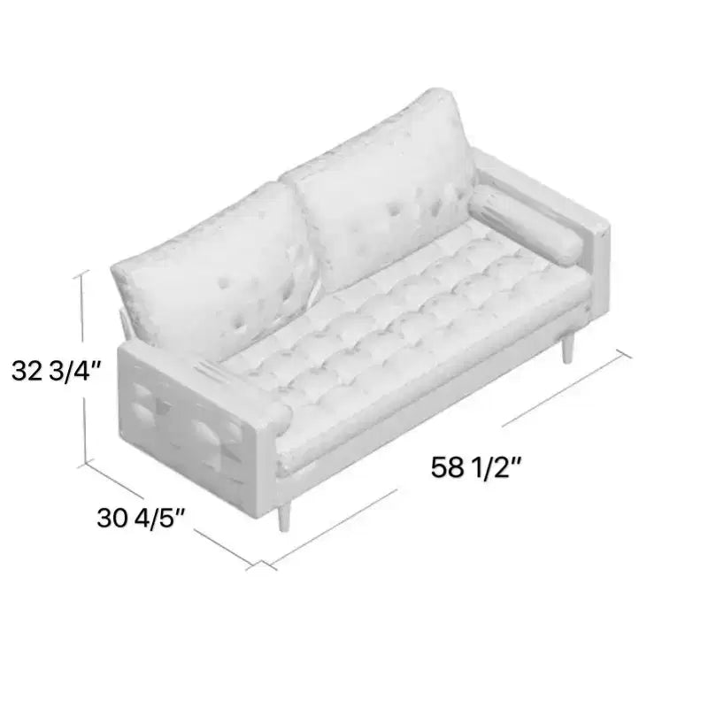 Tree City- 58 Faux Leather Loveseat Sofa, Mid-Century Modern 2-Seater Couch for Small Spaces, Office, Apartment