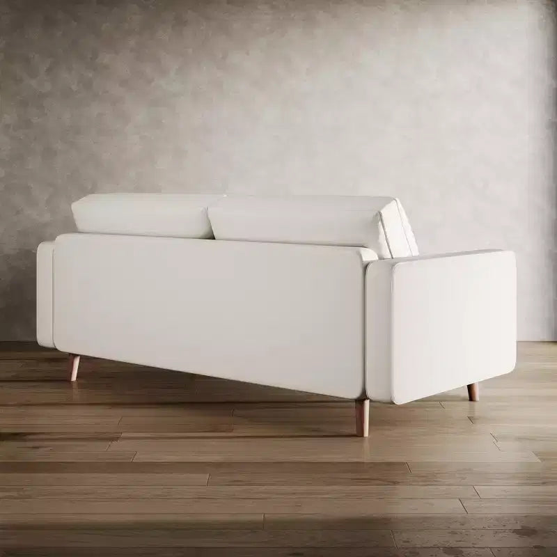 Tree City- 58 Faux Leather Loveseat Sofa, Mid-Century Modern 2-Seater Couch for Small Spaces, Office, Apartment