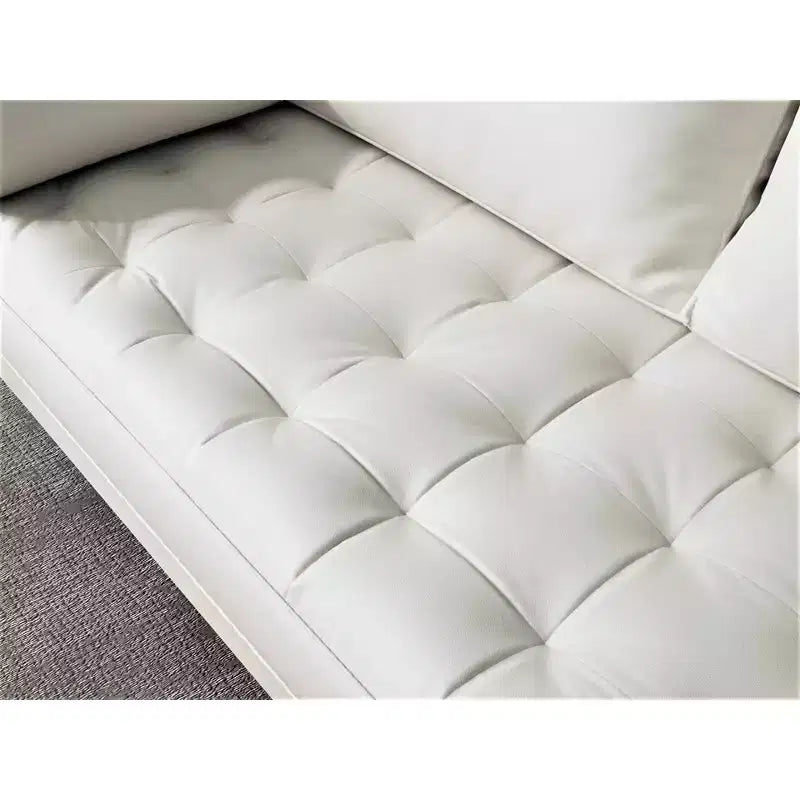 Tree City- 58 Faux Leather Loveseat Sofa, Mid-Century Modern 2-Seater Couch for Small Spaces, Office, Apartment