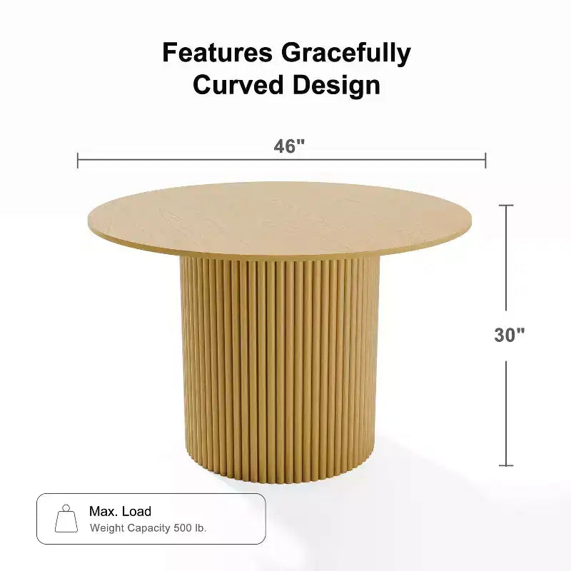 PexFix 46 Round Solid Wood Dining Table Kitchen Tables