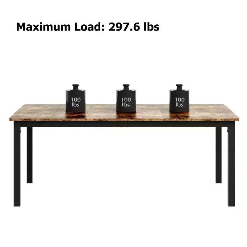 Whizmax Dining Table for 6-8 People, Rectangular Wood Kitchen Table with Strong Metal Frame, Industrial Large Long Dining Room Table for Big Family