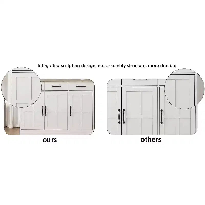 AndMakers White Wood 55.91 in. Sideboard with Shaker Style Design Doors