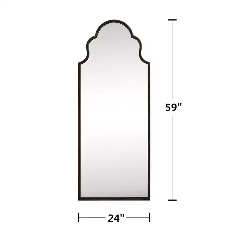 PexFix 59x24 Ironwork Carved Right-angle Arched Black Full-length Mirror