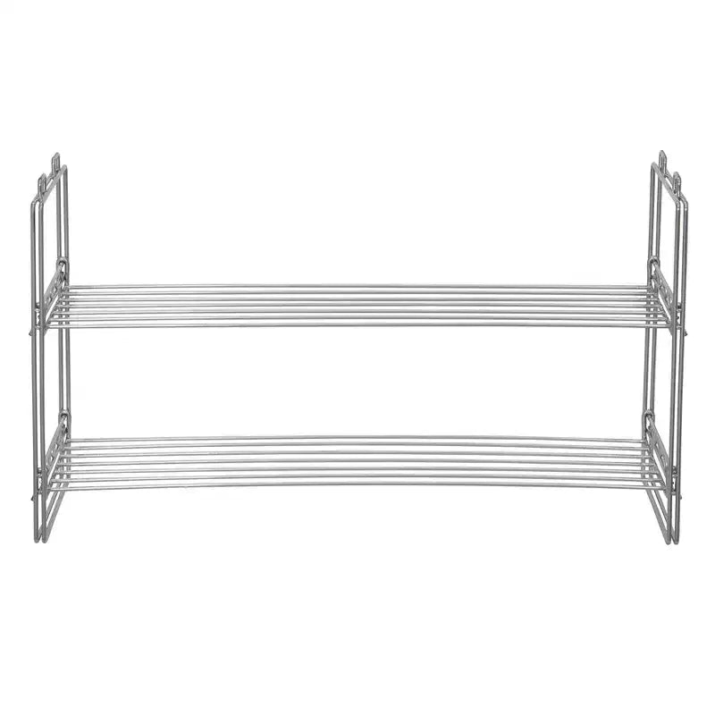 Stackable Two-Tier Metal Shoe Rack for Closet Storage | Silver