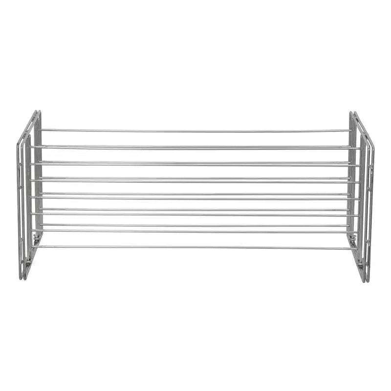 Stackable Two-Tier Metal Shoe Rack for Closet Storage | Silver