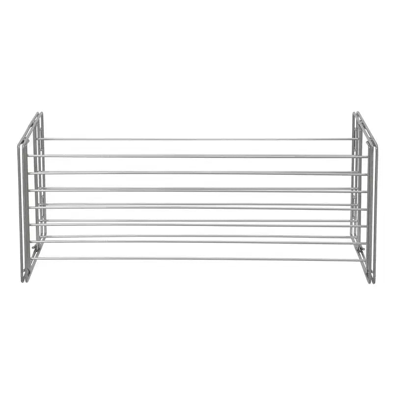 Stackable Two-Tier Metal Shoe Rack for Closet Storage | Silver