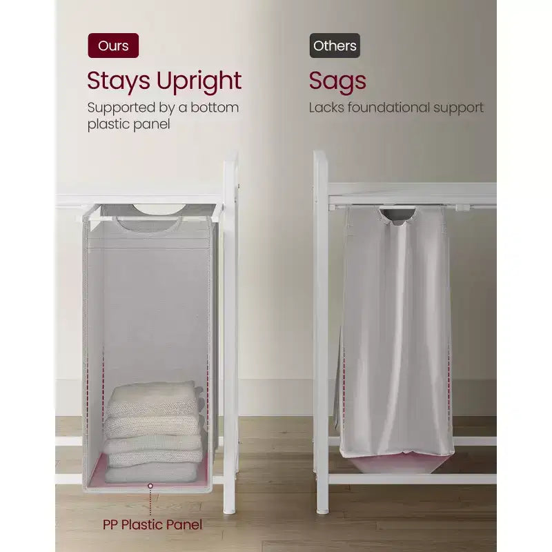 Laundry Hamper, Laundry Basket, Laundry Sorter with 3 Pull-Out and Removable Bags, Shelf, Metal Frame, 3 x 10 Gallons (38L)