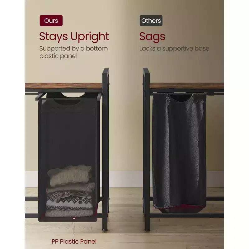 Laundry Hamper, Laundry Basket, Laundry Sorter with 3 Pull-Out and Removable Bags, Shelf, Metal Frame, 3 x 10 Gallons (38L)
