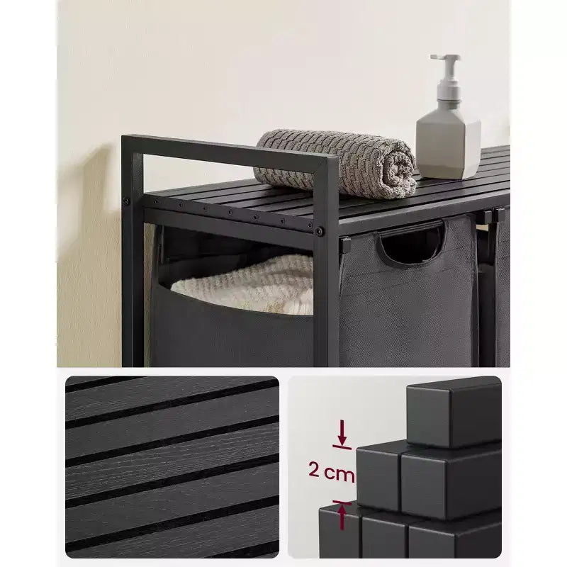 Laundry Hamper, Laundry Basket, Laundry Sorter with 3 Pull-Out and Removable Bags, Shelf, Metal Frame, 3 x 10 Gallons (38L)