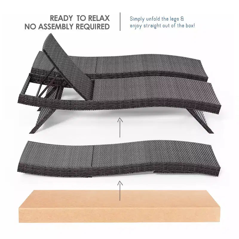 Nestl Chaise Lounge Chair Outdoor Set, Wicker Patio Lounge Chair, Outdoor Lounge Chair with Reclining Backrest