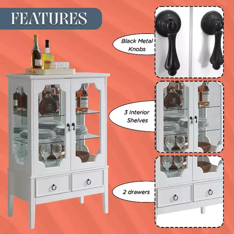 Kings Brand Furniture Versailles Curio Storage Cabinet