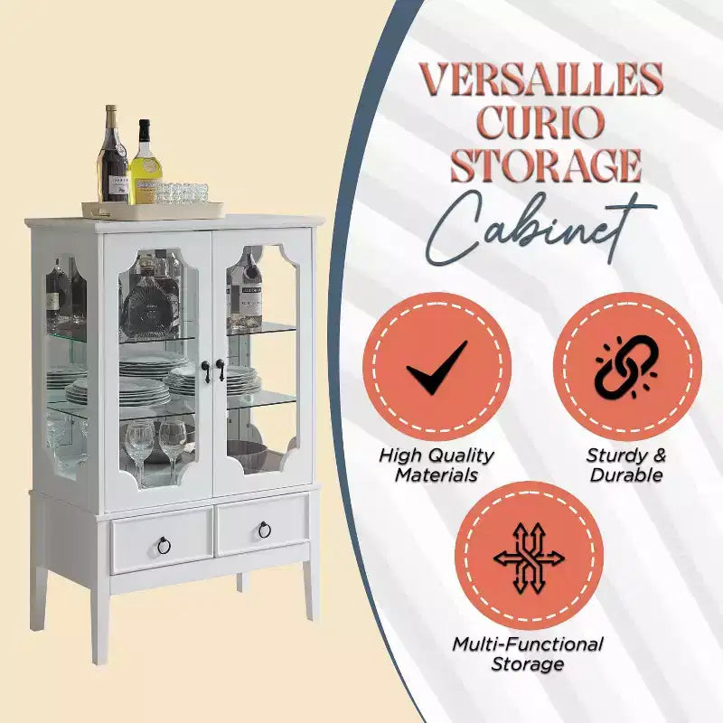 Kings Brand Furniture Versailles Curio Storage Cabinet