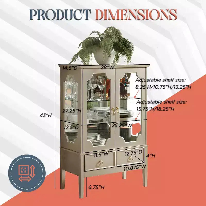 Kings Brand Furniture Versailles Curio Storage Cabinet