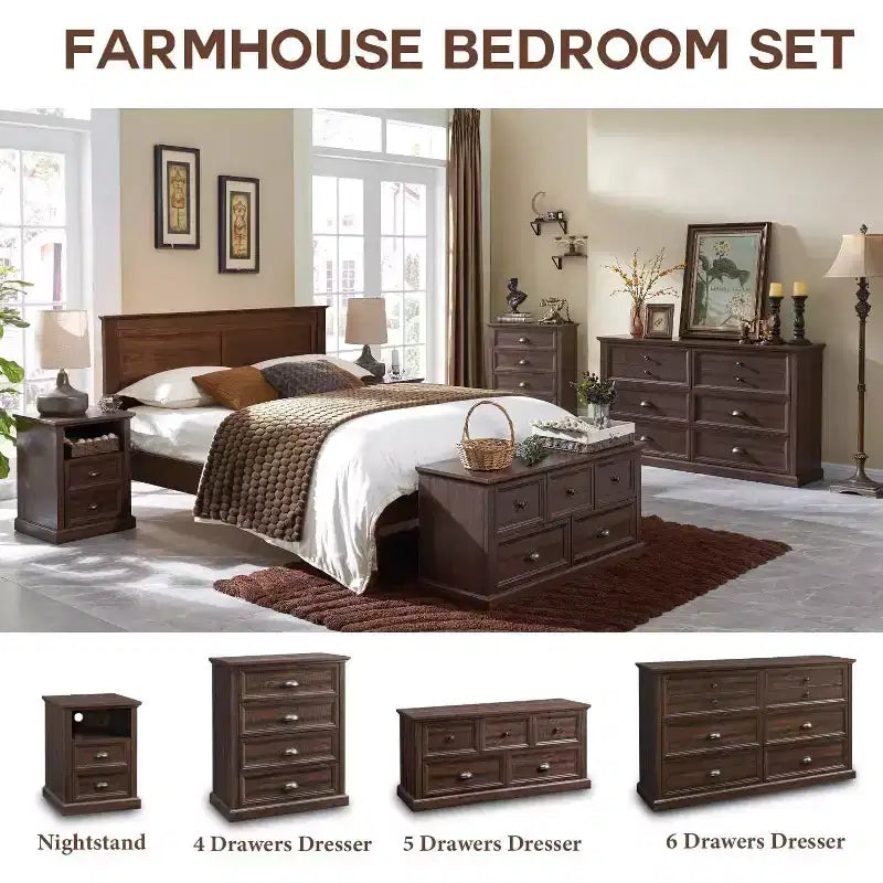 SinCiDo Nightstand with Charging Station & 2 Drawer, Farmhouse End Table for Bedroom, Living Room