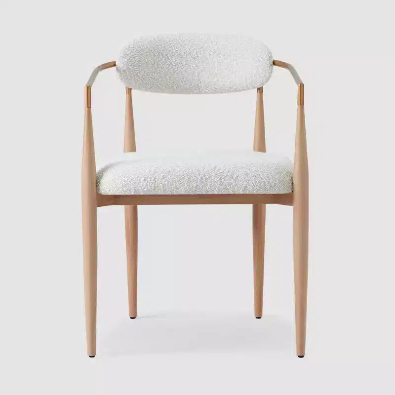 Boucle Dining Chairs Set of 2, Modern Armchairs with Wood Grain Metal Legs for Kitchen, Living Room, Restaurant, Cafe - Morden Fort