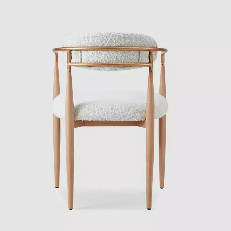 Boucle Dining Chairs Set of 2, Modern Armchairs with Wood Grain Metal Legs for Kitchen, Living Room, Restaurant, Cafe - Morden Fort