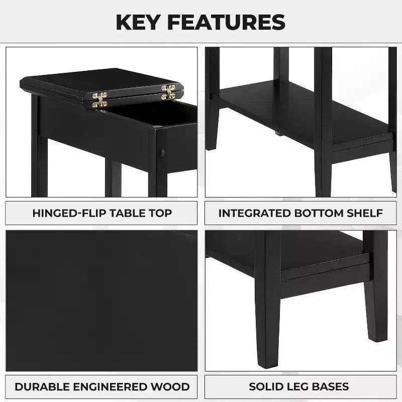Home Imports Emporium Flip Top Chairside Table, Set of 1/2