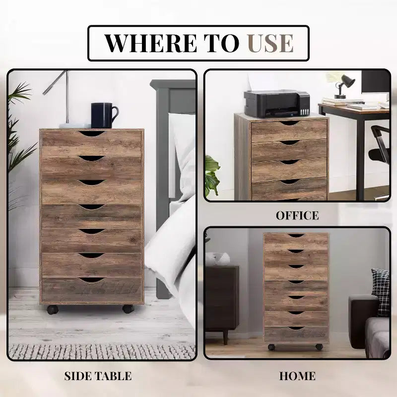 Home Imports Emporium 7-Drawer Office Storage File Cabinet on Wheels