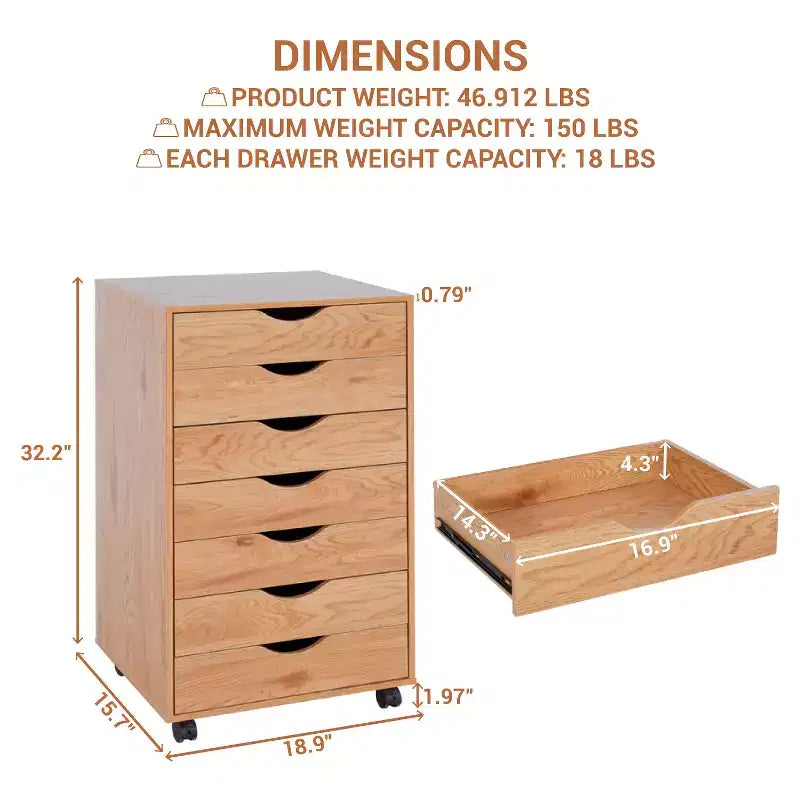 Home Imports Emporium 7-Drawer Office Storage File Cabinet on Wheels
