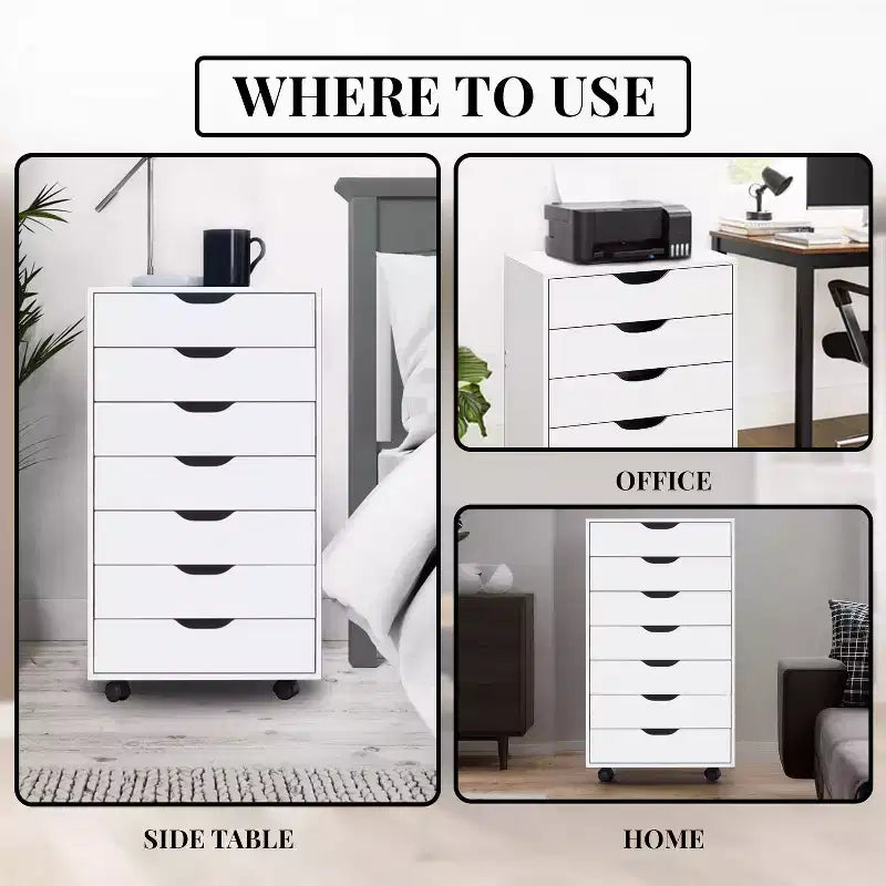 Home Imports Emporium 7-Drawer Office Storage File Cabinet on Wheels
