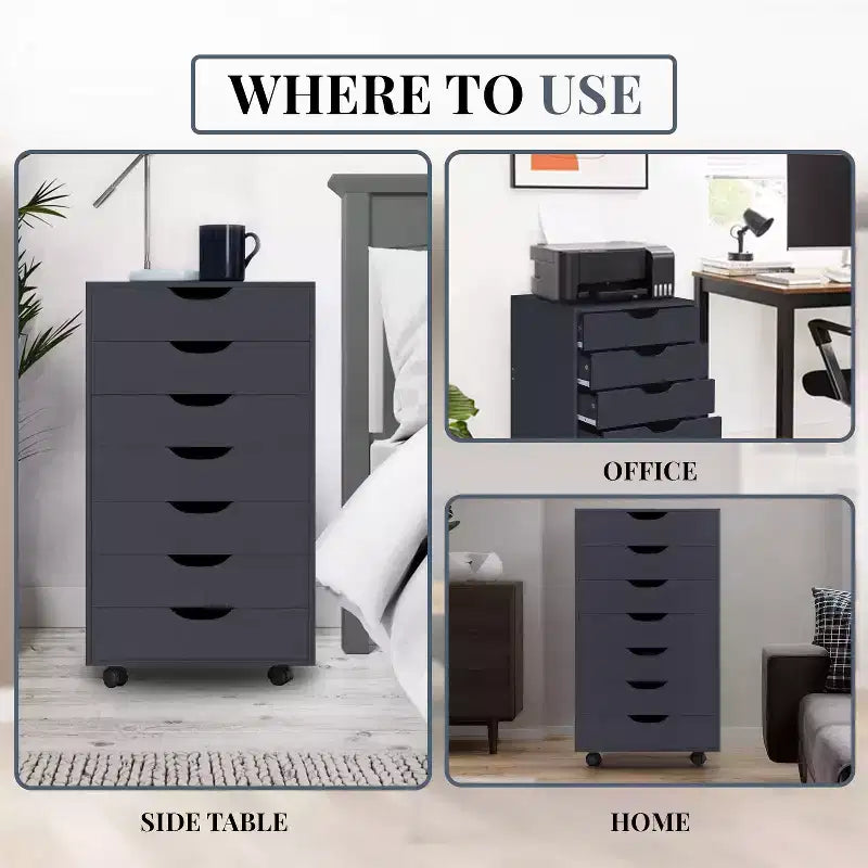 Home Imports Emporium 7-Drawer Office Storage File Cabinet on Wheels