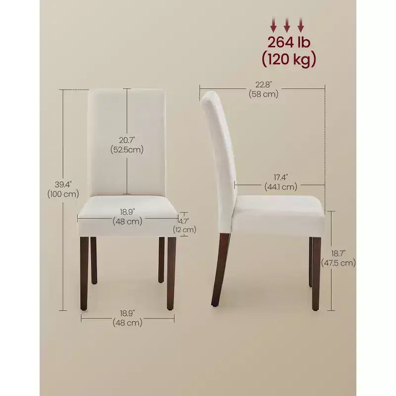 VASAGLE Dining Chairs, Set of 2 Chairs, Parsons Chairs, Thick Seat, Removable Fabric Cover, High Back, 22.8 x 18.9 x 39.4 Inches