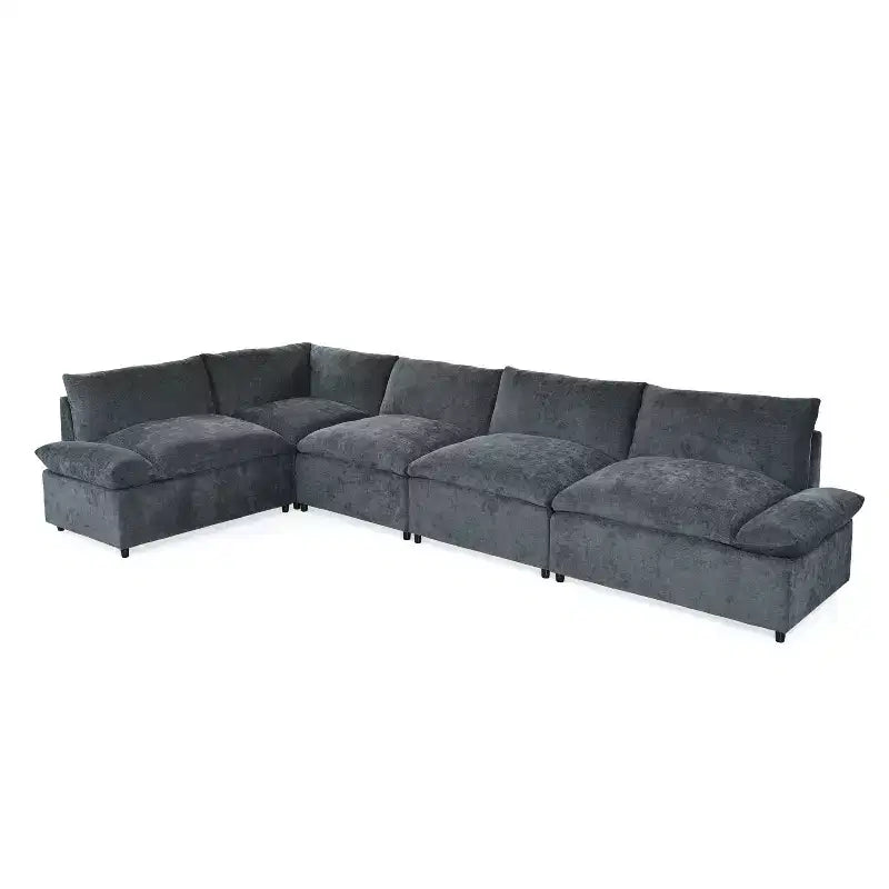 Christopher Knight Home Jovie 115.5 Upholstered Modular Sectional Sofa with Hidden Storage Compartments, Gray