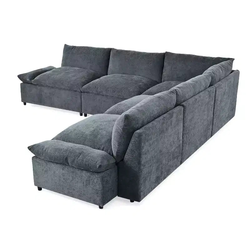 Christopher Knight Home Jovie 115.5 Upholstered Modular Sectional Sofa with Hidden Storage Compartments, Gray