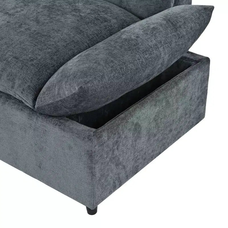 Christopher Knight Home Jovie 115.5 Upholstered Modular Sectional Sofa with Hidden Storage Compartments, Gray
