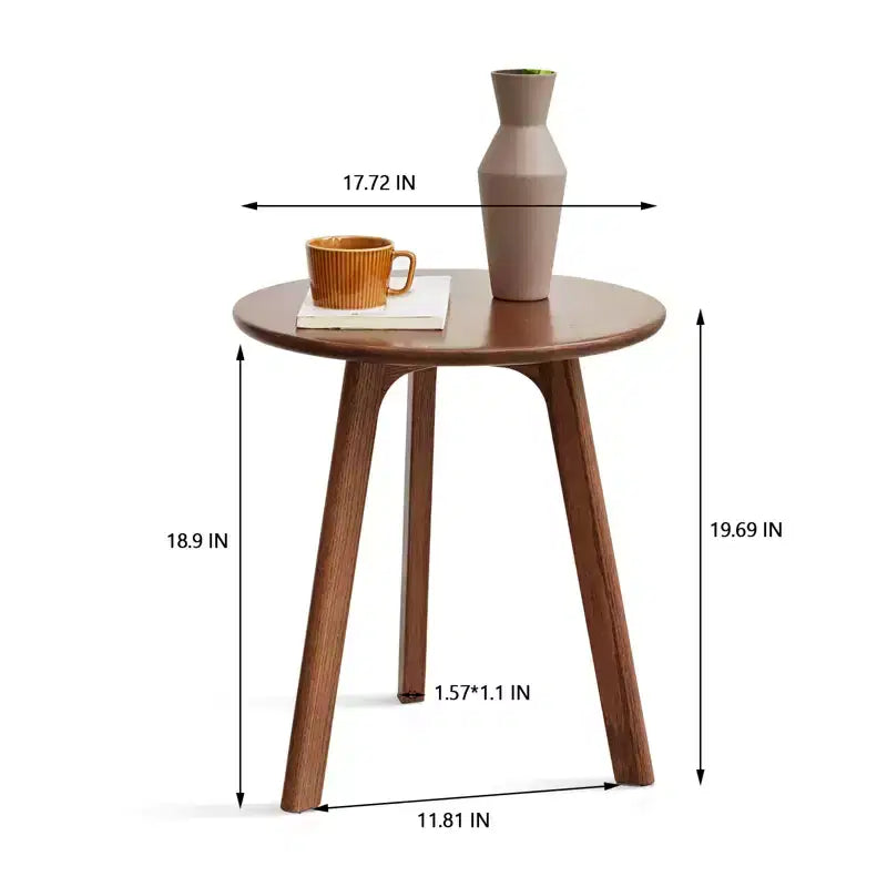 GDFStudio Wallis Minimalist 19.7 H Three Legs Solid Oak Round Side Table