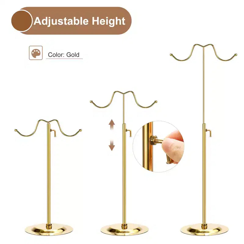 Unique Bargains Metal Adjustable Height Electroplated Finish Purse Display Stand 1 Pc