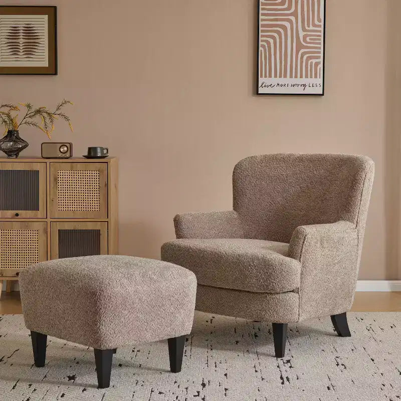 Christopher Knight Home Gerald Contemporary Boucle Upholstered Club Chair and Ottoman Set