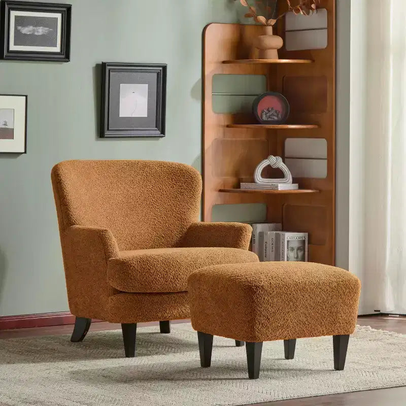 Christopher Knight Home Gerald Contemporary Boucle Upholstered Club Chair and Ottoman Set