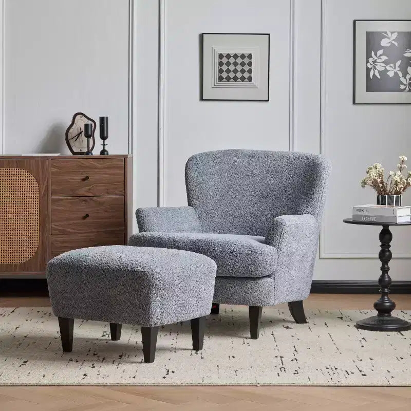 Christopher Knight Home Gerald Contemporary Boucle Upholstered Club Chair and Ottoman Set