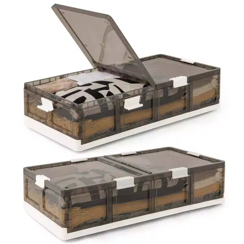Costway 2/4 Pack 26.5 Gal Under Bed Storage Containers with Wheels Double Opening Lids
