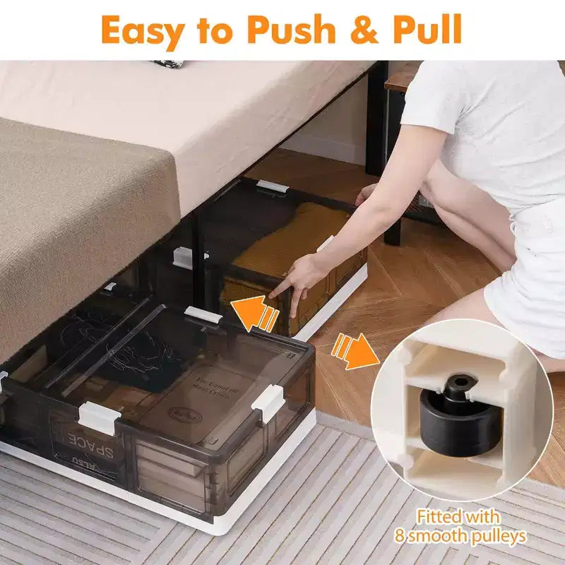 Costway 2/4 Pack 26.5 Gal Under Bed Storage Containers with Wheels Double Opening Lids