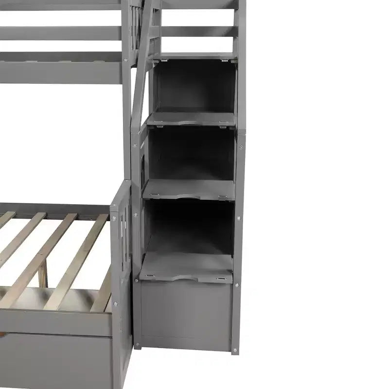Whisen Twin over Full Bunk Bed with Drawers, Storage and Slide, Multifunction