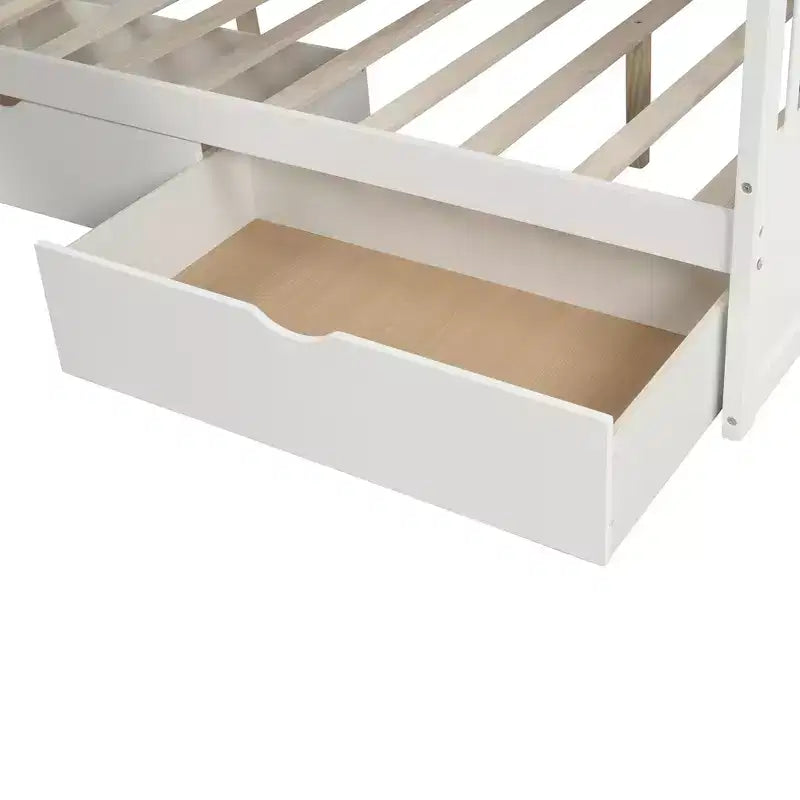 Whisen Twin over Full Bunk Bed with Drawers, Storage and Slide, Multifunction