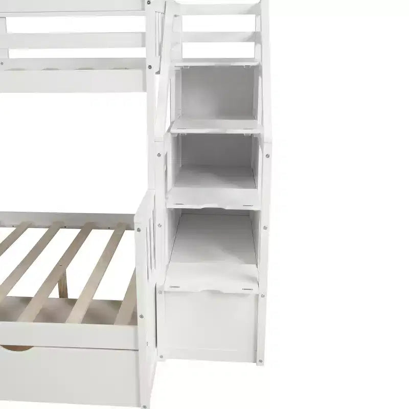 Whisen Twin over Full Bunk Bed with Drawers, Storage and Slide, Multifunction