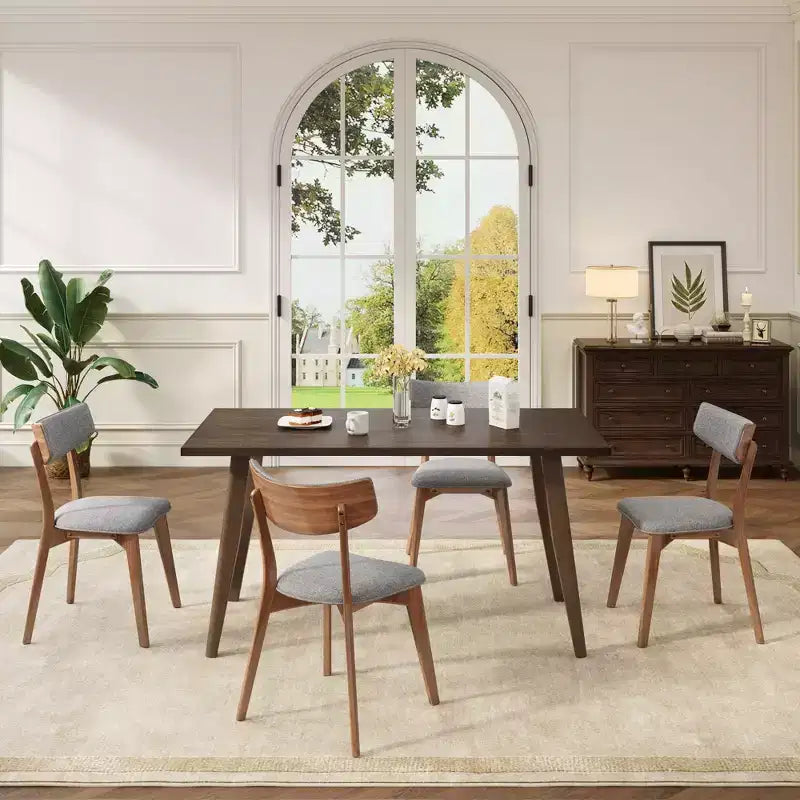 GDFStudio Willis Rubberwood Upholstered Dining Chairs (Set of 4)