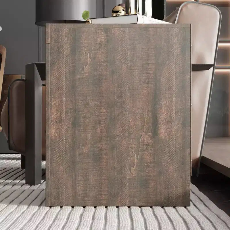 Famapy Two Drawer Nightstand Woodgrain Accent Vertical Storage Cabinet Bedside Table