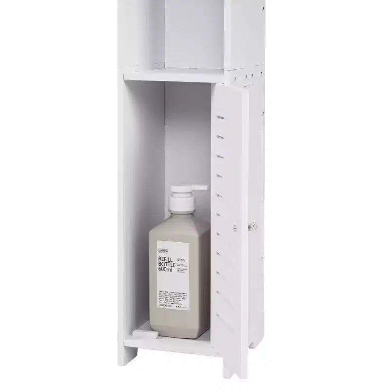 VECELO Bathroom Corner Shelf Storage, Waterproof Corner Cabinet with Toilet Paper Roll, Narrow Storage Organizer for Small Spaces, White
